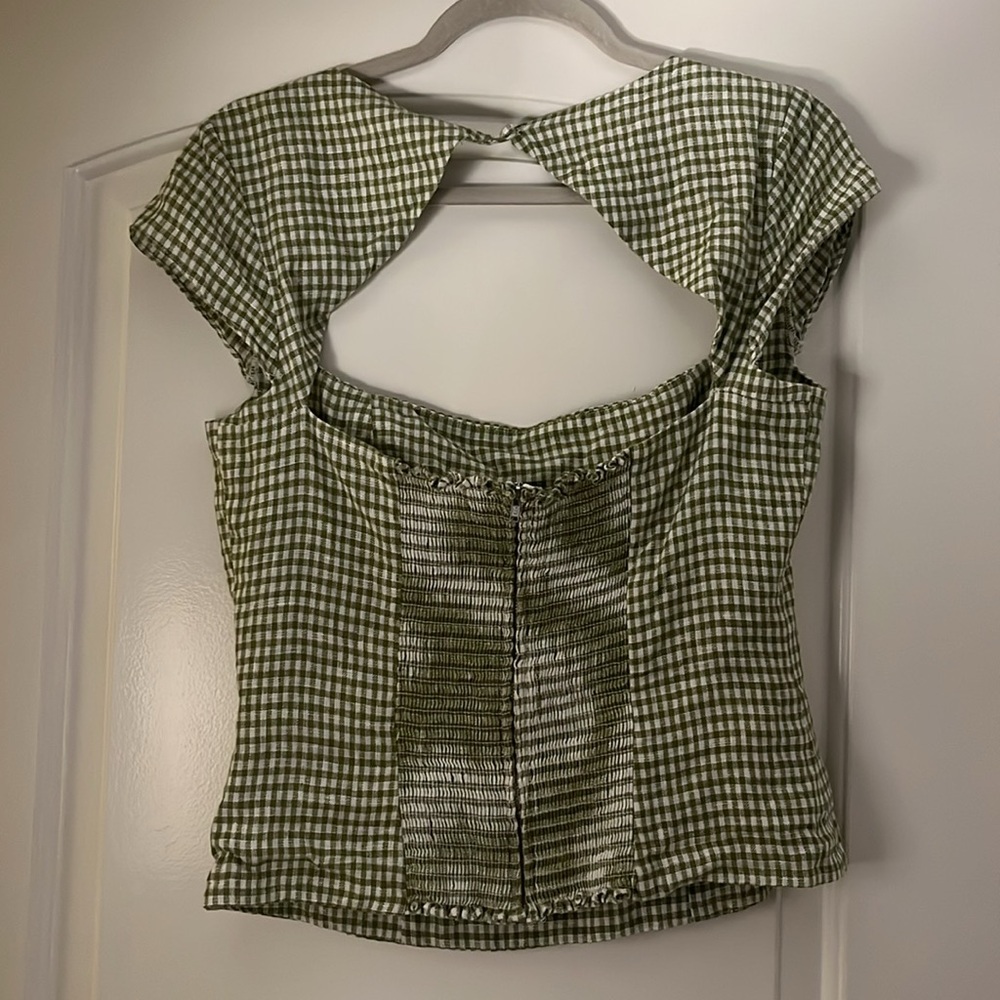 Reformation Cora Linen Gingham Top - Picture 5 of 10